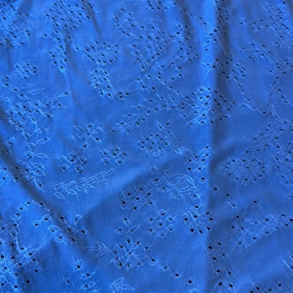 W5 Delph Blue Lace Eyelet Blouse Short Tied Sleeves Women Size Medium - Picture 3 of 7